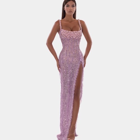 Glamorous Lilac Sequin Prom Dress - Picture 3 of 3